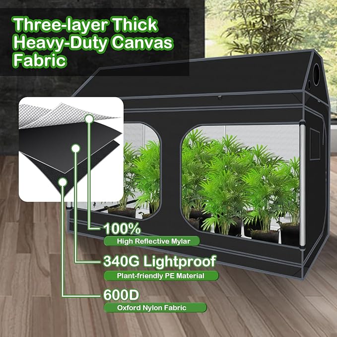 Grow Tent Plant Tent 98"x48"x72" Roof Cube Grow Tent for Hydroponics Indoor Plant Growing