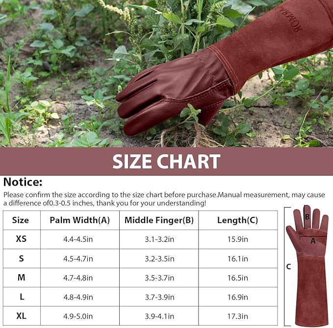 Long Gardening-Gloves Women/Men-Thorn proof Rose Pruning Heavy Duty Gauntlet-M