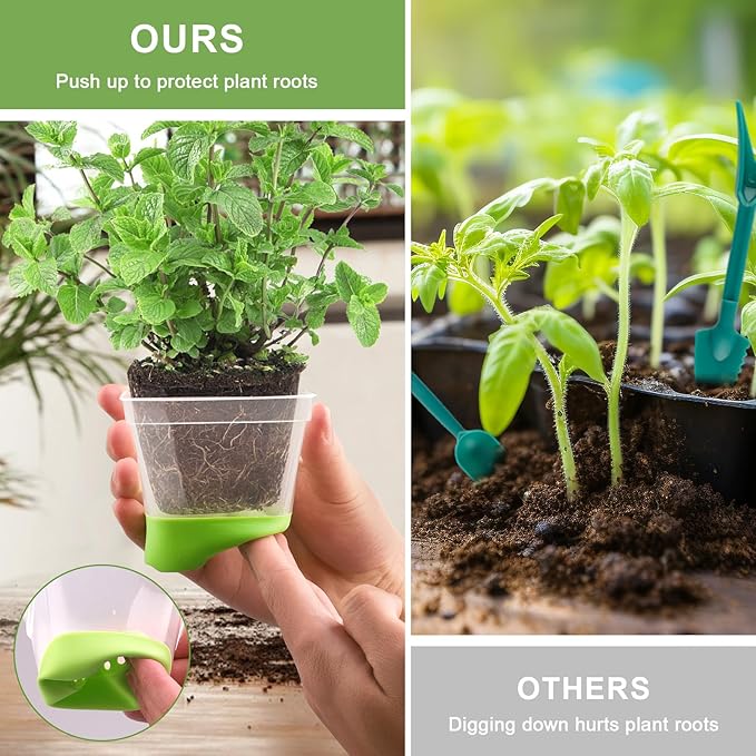 24 Packs 3 Inch Square Plastic Nursery Pots, Clear Plant Pot with Soft Silicone Base for Easy Transplant, Flower Pots with Drainage Holes, Reusable Seedling Pots Starter Pots