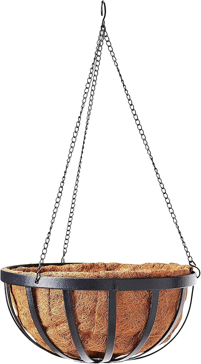 Arcadia Garden Products CB42 12" Solstice Round Hanging Basket, Black