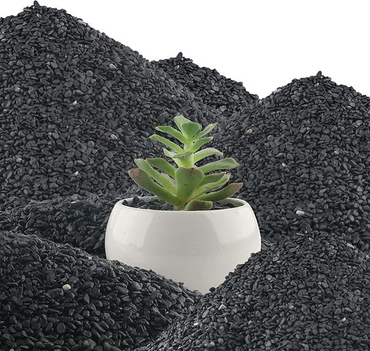 45LB Aquarium Gravel Black Rocks for Succulent,Cactus Bonsai DIY, Gravel for Terrarium, Fairy Gardening, Top Dressing （6mm-8mm）