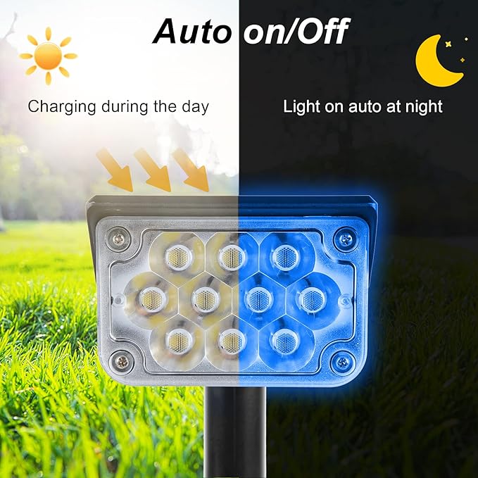 Solar Spot Lights Outdoor, Blue Solar Spotlights Landscape Lights with IP65 Waterproof 20 LEDs for Garden Path Yard Holiday Decoration 4 Pack