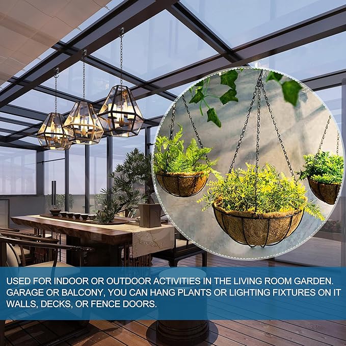 Ceiling Hooks for Hanging Plants (6 PCS Black),Heavy Duty Metal Plant Hooks, Screw in Hooks for Hanging Birdfeeders, Lamps, Planters, Outdoor Decorative Hooks up to 33 lbs