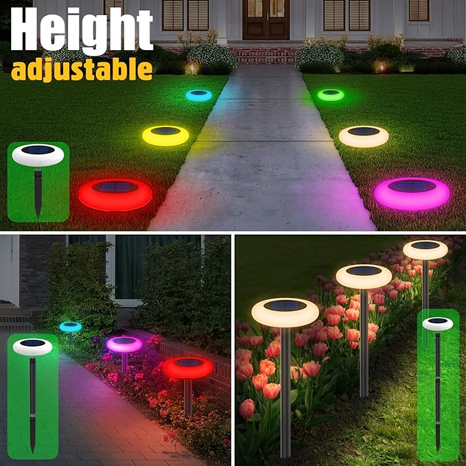 Solar Outdoor Color Changing Lights - Multicolored Auto On/Off Waterproof, Garden/Lawn/Walkway/Driveway (2 Pack)