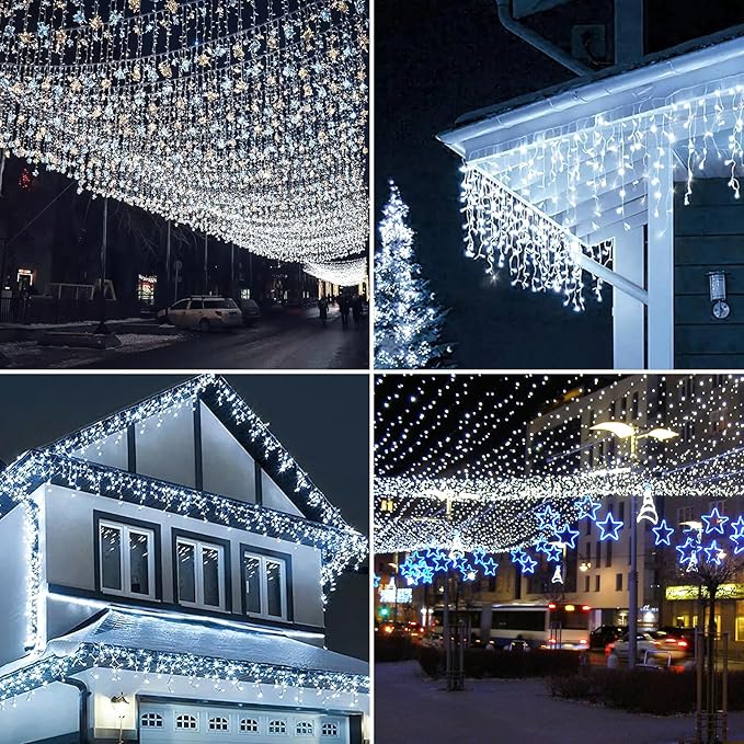 Solar String Lights Outdoor, 2 Pack 200 Led Solar Fairy Lights for Outside Waterproof 145ft Cool White Solar Lights 8 Lighting Mode Solar String Lights for Outside,Garden,Courtyards,Trees