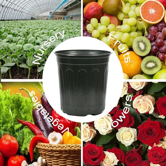 60-Packs 1 Gallon-M Flexible Plastic Plant Nursery Pots, Thickened Soft Seed Starting Container for Seedlings, Vegetables, Succulents and Cuttings