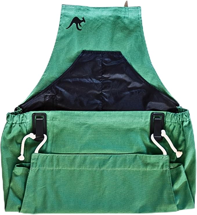 Roo Gardening Apron with Pockets & Harvesting, Picking Pouch - Adjustable, Water-resistant, Washable Canvas Cotton