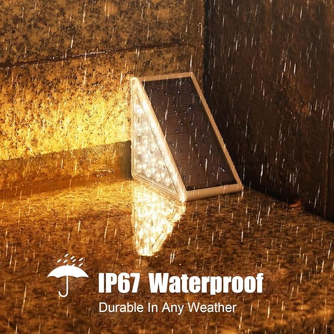Solar Stair Lights Outdoor, 6 Pack Outdoor Solar Lights Waterproof IP67, Solar Step Lights for Outside, Patio, Decor, Yard, Garden, Front Door, Porch (Warm White)