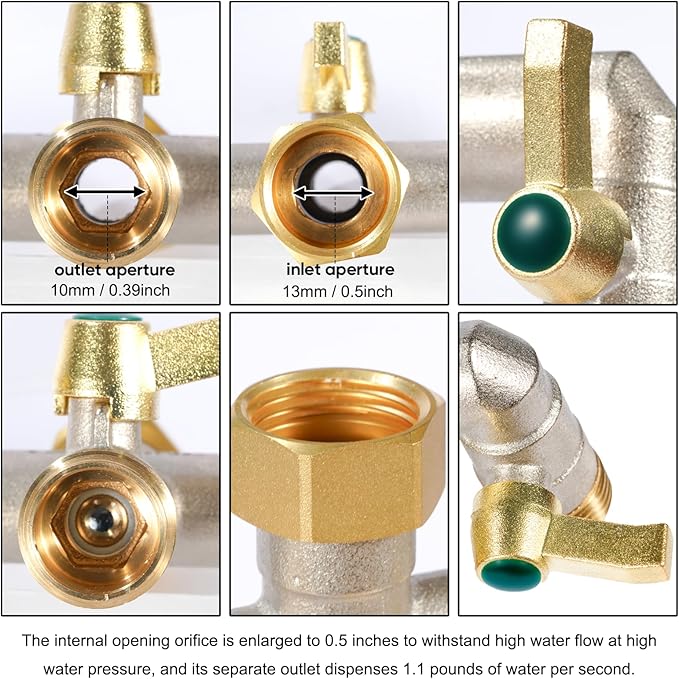 3/4-Inch Garden Hose splitter - Designed for installing multiple irrigation system timers - Suitable for high water pressure faucet manifolds - Freeze and rust resistant high flow 2-way valve
