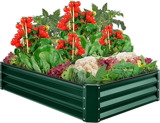 Best Choice Products 6x3x1ft Outdoor Metal Raised Garden Bed Box Vegetable Planter for Vegetables, Flowers, Herbs, and Succulents - Dark Green