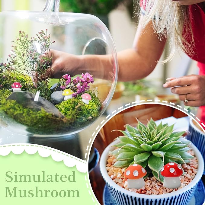 200 Pieces Tiny Mushrooms Garden Decor | Fairy Garden Mushrooms Ornaments | Miniature Home Décor | DIY Bonsai Craft (Multi-Color)