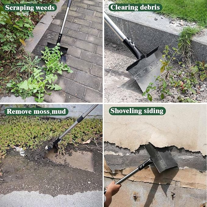 Flat Shovel, Snow Shovel, Ice Scraper for Driveway,67" Long Handle Garden Cleaning Shovel, Ice Removal for Road Outdoor, Ice Chopper for Walkway, Weed Remove Tool for Lawn Edging