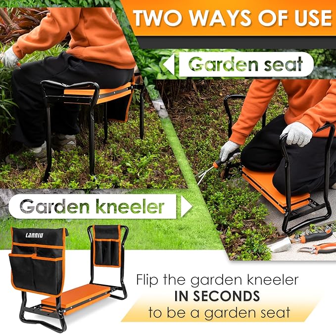 Garden Kneeler and Seat, Foldable Garden Stool, Heavy Duty Garden Chair for Kneeling and Sitting, Gardening Gifts for Women, Grandparents, Seniors, Mom & Dad