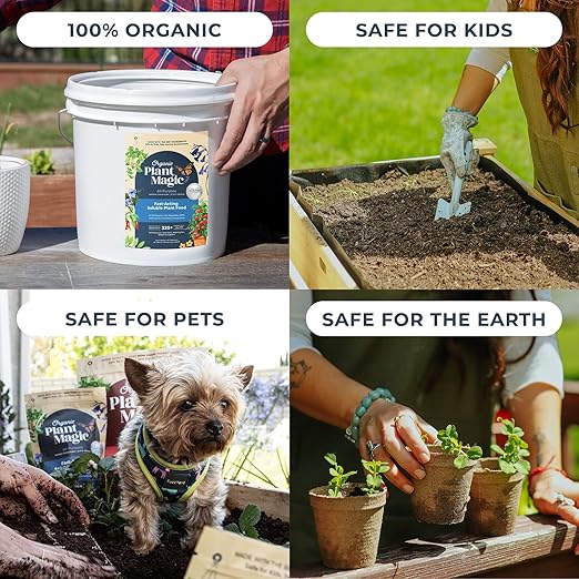 Organic Plant Magic - Truly Organic™ Fast-Acting Soluble Plant Food: All-Purpose Fertilizer Concentrate for All Flower Vegetable Herb Fruit Tree Shrub Container Garden & House Plants [5 lb Bucket]