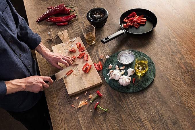 Fiskars Hard Edge Medium 6.8" Chef Knife - Japanese Stainless Steel Blade Stays Sharp for Everyday Use - Non-Slip Handle for Effortless Cutting - Dishwasher Safe