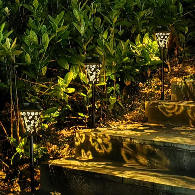 Solar Pathway Lights, Hummingbird Metal Copper Lantern for Garden, Patio, Lawn, Walkway, Outdoor Waterproof Landscape Lighting Decorative, Ideal Gifts for Women, Mom, Grandma