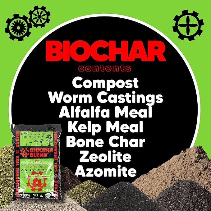 Biochar Soil Blend, 1 Cubic Foot - Enhances Plant Growth with Bone Char, Worm Castings, and Compost for Garden Beds & Containers - Eco-Friendly & Locally Sourced