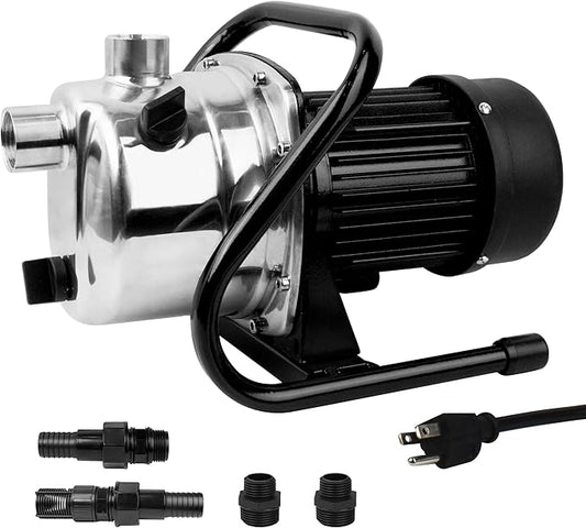 BACOENG 1 HP Water Transfer Pump Garden Pump, 850GPH Lawn Sprinkler Booster Pump, Lake Pump for Irrigation and Water Draining, w/Check Valve & 3/4" Garden Hose Adapter