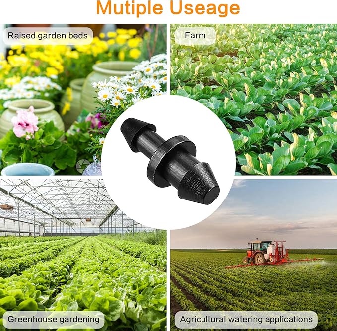70 Pack Drip Irrigation Universal 1/4" Barbed End Plug Fittings, Barbed Connectors for Drip or Sprinkler System