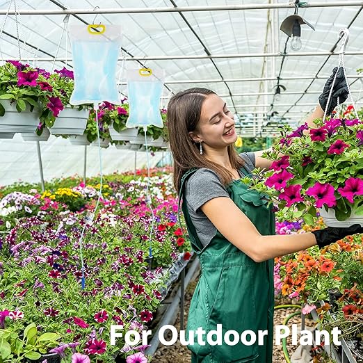 AHOUGER 8Pcs 3500ml Plant Life Drip Watering Bag, Automatic Drip Irrigation Kit Plant Watering Devices System Waterer for Indoor Outdoor Potted Plant with 8Pcs Hooks with Control Switch