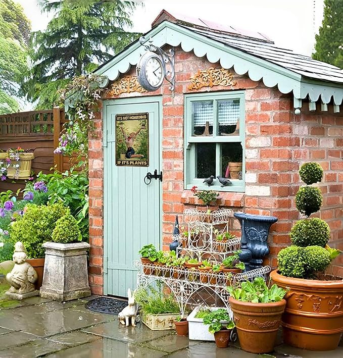 Bestylez Gardening Gifts Vintage Gardening Tin Sign It‘s Not Hoarding If It's Plants Sign for Home Garden Greenhouse Living Room Bedroom Outdoor Decor 8X12 Inch (3066)