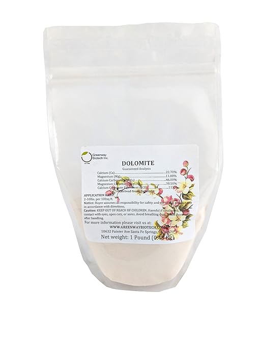 Greenway Biotech Dolomite Lime Plus- Includes 11.8% Magnesium and 22.7% Calcium Helps to Adjust The pH Level- Great to Make Your Own Compost and Worm Bins- 1 Pound