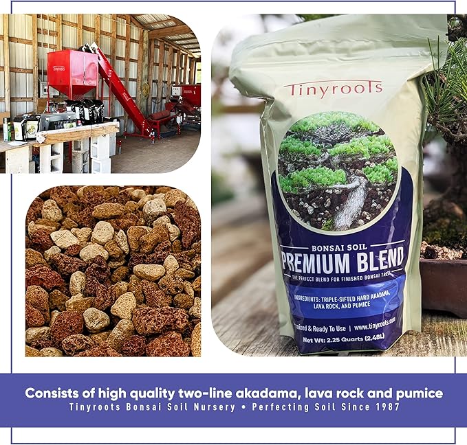 Bonsai Outlet Premium Bonsai Soil - Tinyroots 2.5 Gallon Bag of Soil Blend for Finished Bonsai, Ideal for Water Retention and Root Development, Made from Genuine Akadama, Red Lava Rock and Pumice