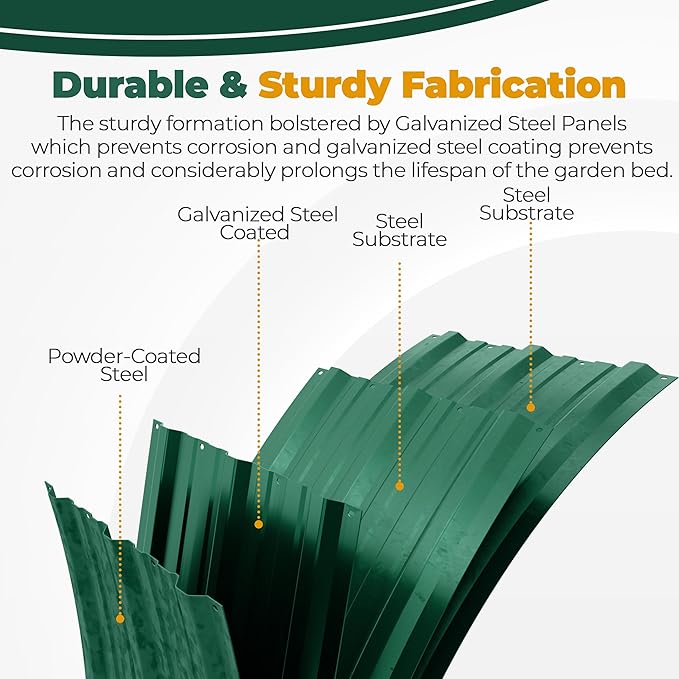 Utopia Home Galvanized Raised Garden Bed Kit 4x2x1ft, Planter Box Raised Garden Beds Outdoor, Easy Assembly Metal Raised Bed for Gardening Vegetables, Fruits, Flowers - Pack of 01 - Green