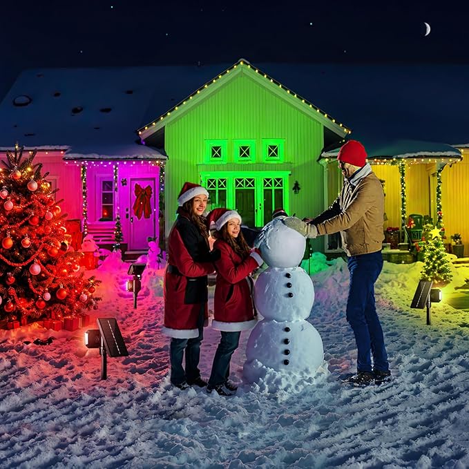 JSOT Spot Lights - Solar Lights Outdoor Solar Powered Spotlight Waterproof Green Light Landscape Lighting for Garden Yard Pathway