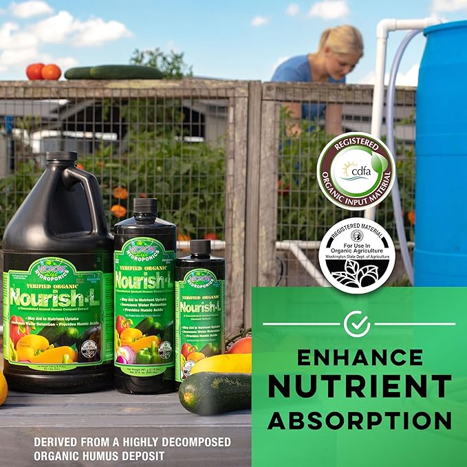 Microbe Life Hydroponics Nourish-L Liquid Conditioner, Stimulator to Enhance Plant Nutrient Absorption for Fruits & Vegetables, Use with Any Feeding Systems Including Hydroponics or Soil, 16 Fl Oz