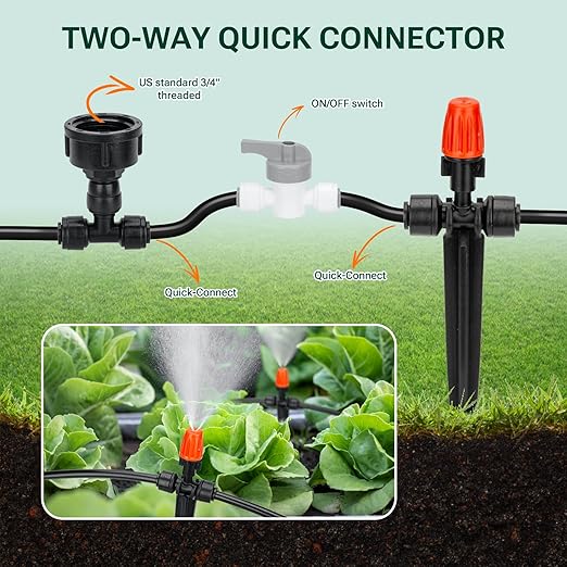 60FT Garden Watering System, Yomile New Quick-Connect Automatic Garden Watering Misting System, Blank Distribution Tubing, Saving Water Automatic Irrigation Equipment for Patio Lawn