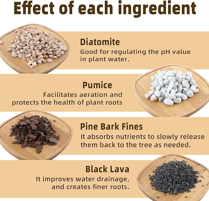 4 Quart Bonsai Soil Mix Lava,Pumice,Pine Bark and Calcined Rock, Natural Organic Mix for Potted Plants…