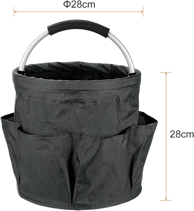 HARFINGTON Garden Tool Bag 17L Large Oxford Waterproof with Pockets Garden Tote Bag Gardening Plant Tool Organizer Storage Carrier Store for Outdoor Women Men, Black