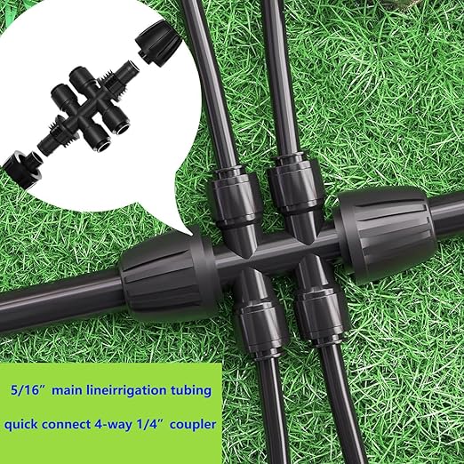 50Ft 5/16 "Dropper Blank Distribution Tube Irrigation Kit with 4Pack6 Fast Coupling Coupler for DIY Garden Irrigation System,Dropper and Drip Irrigation System kit (15m)