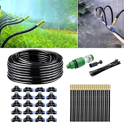 Drip Irrigation Kit, Automatic Irrigation System, 1/2" Irrigation Tubing Garden Irrigation System, Garden Watering System for Garden Yard (65FT)