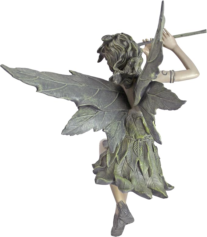 Design Toscano CL95276 Fairy of The West Wind Sitting Garden Statue, 19 Inch, Set of Two, Two Tone Stone