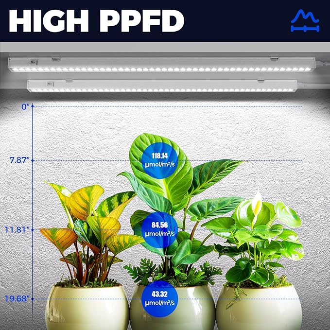 Barrina T5 Pro LED Grow Lights with Reflector Cup for Indoor Plants, 2FT 10W Full Spectrum LED Grow Light Strip, Individual Switch, Linkable, 5000K, 1 Pack