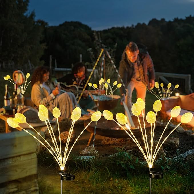 WBao Solar Easter Decorations Outdoor, 4 Packs Easter Egg Pathway Lights with Stainless Steel Stakes, 2 Modes, Waterproof, Growing Stem Easter Egg Lights for Garden Patio Yard Easter Décor, WarmWhite