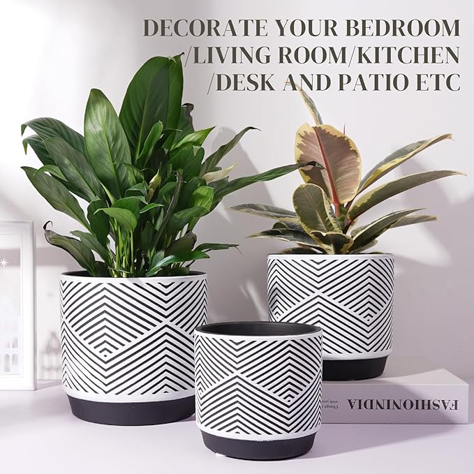 Ceramic Planters for Indoor Plants, Flower Pots with Drainage Holes, 6/5/4inch Plant Pot for Indoor and Outdoor Plants for Morden Home Decor or Gifts