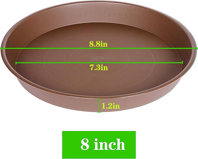 6 Pack of 8 inch Plant Saucer, Heavy Duty Plastic Plant Water Tray 8 inch Round, Pebble Tray, Flower Plant Saucers for Indoors No Holes, Plant Dishes Saucer for Planter 7"/8" (8", Chocolate)