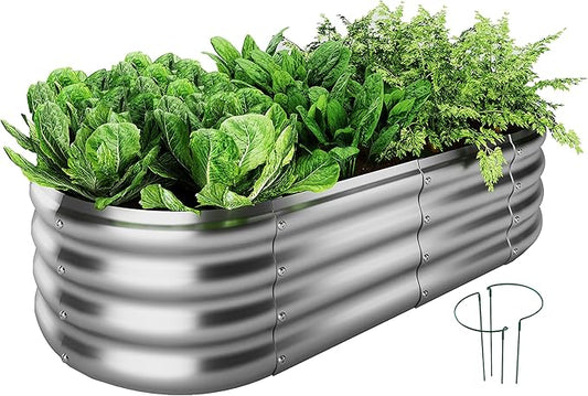 Galvanized Metal Planter Raised Garden Bed Kit for Gardening Outdoor，4x2x1ft Planter Grow Garden Box Raised Flower Bed