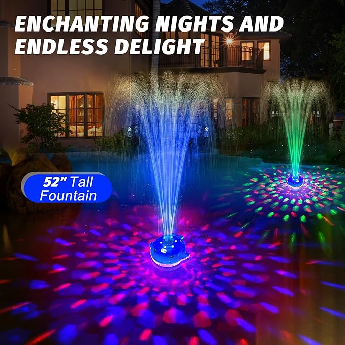 Floating Pool Fountain with Remote, Whale Pool Fountain with Lights, Rechargeable Pool Water Fountain, Above Ground Pool Fountain Waterfall, Swimming Pool Fountains for Inground Pool-1PC