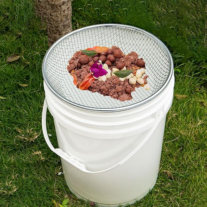 Gardening Sand Soil Compost Sifter, Sieve for Sand Rocks Dirt Compost, for 5 Gallon Bucket (1/4 Inch)