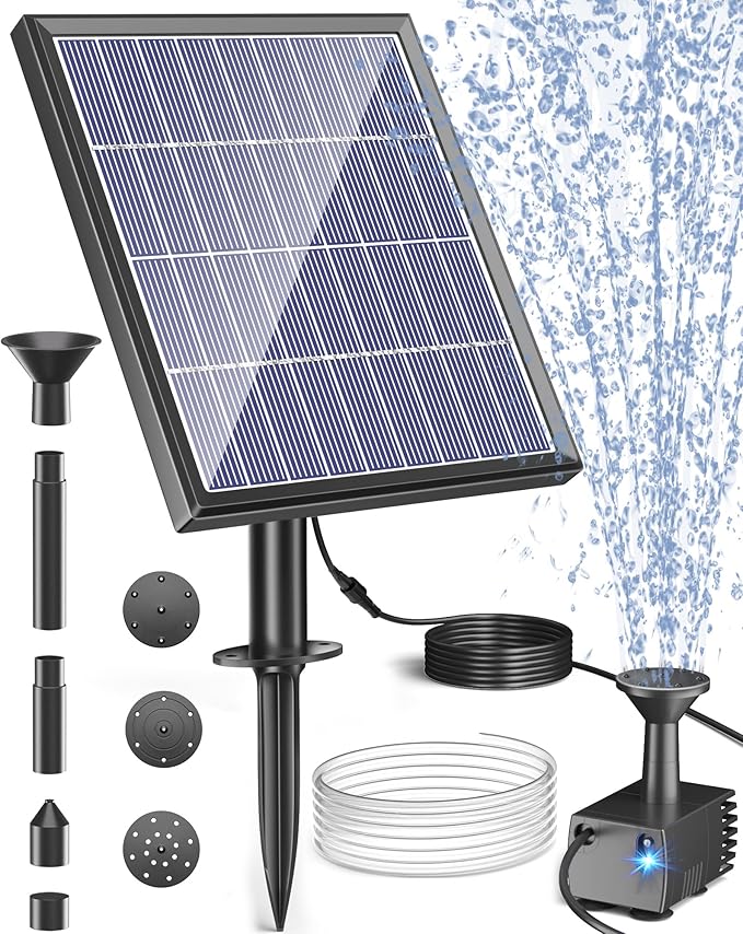 Biling Solar Fountain for Bird Bath with Water Pump Kit, 4.5 W 48 GPH Solar Water Pump with 4ft Tubing for Hummingbird Bath, Small Pond and Fish Tank