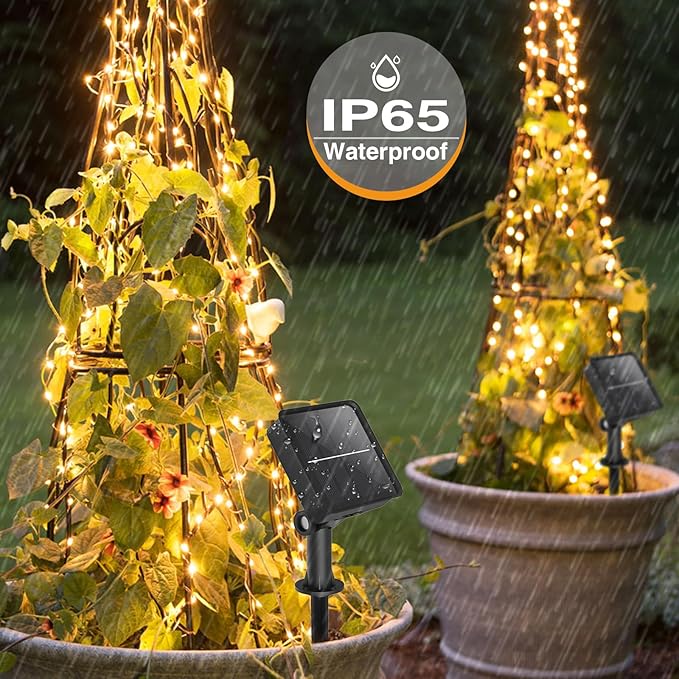 kolpop 6 Pack Solar Fairy Lights Outdoor, 32FT 80LED Solar Powered Twinkle Light Waterproof, 8 Mode Copper Wire Solar Tree Lighting for Outside Garden Yard Decorative (Warm White)