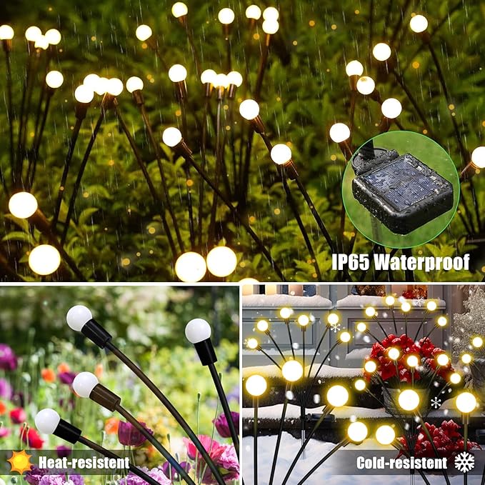 Solar Garden Lights Outdoor, 4 Pack 32LED Waterproof Solar Powered Lights for Yard Pathway Patio, Swaying Lawn Decor as Gardening Gifts for Women Holiday