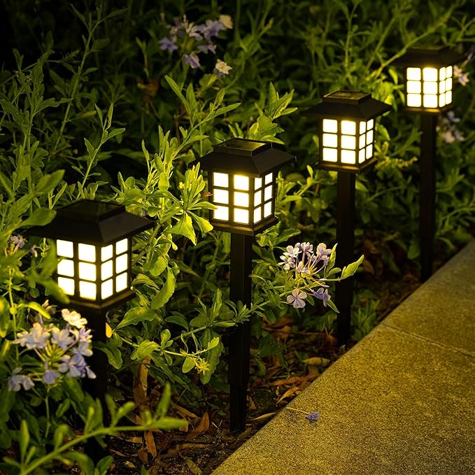 Solar Garden Outdoor Lights 12 Pack,Outdoor Landscape Lights Solar Waterproof Garden LED Lights for Pathway Patio Driveway Walkway Porch, Auto On/Off (Warm Light)