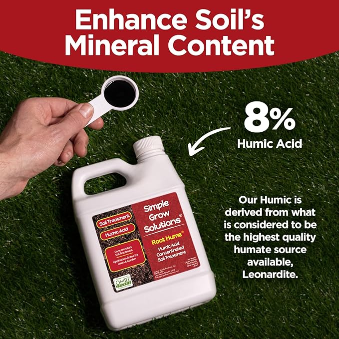Raw Organic Soil Conditioner- Root Hume- Simple Grow Solutions- Natural Plant & Lawn Treatment- Nutrient Food Enhancer- Concentrated Liquid Humic/ Fulvic- Grass, Tomatoes, Citrus, Flowers, Vegetables