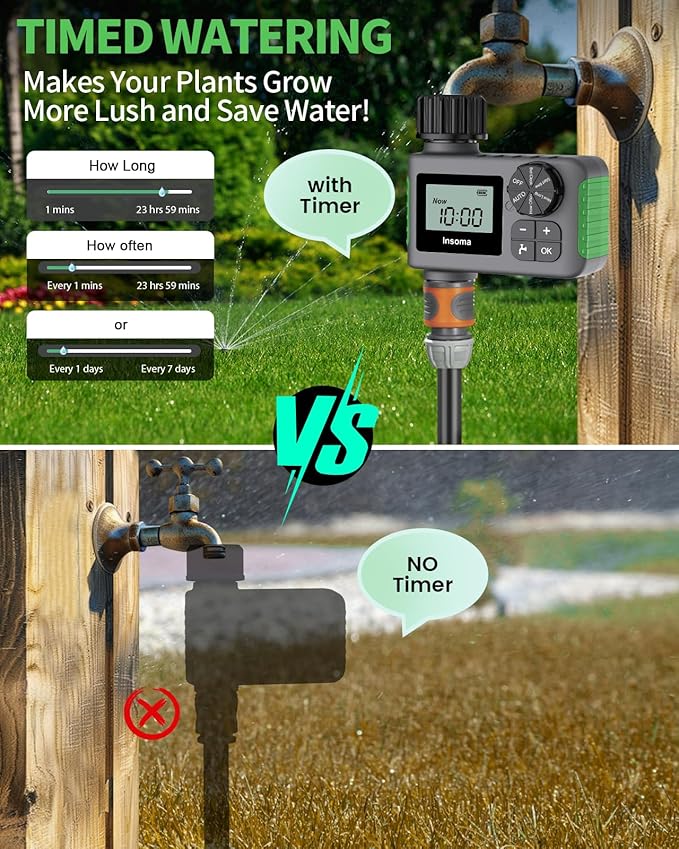 Hose Timer, Water Timer for Garden Hose, Programmable Sprinkler Timer with Rain Delay/Manual/Automatic Watering System, Waterproof Digital Irrigation Timer for Yard Lawn Garden