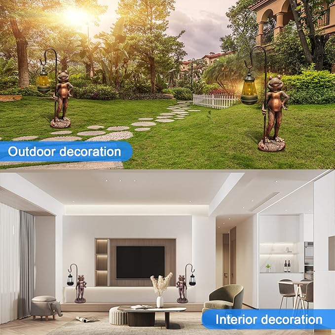 Large Frog Statue with Solar Lantern Outdoor Lawn Decoration Garden Frog Decoration Balcony Yard Lawn Unique Housewarming Gift Suitable for Kids and Adults